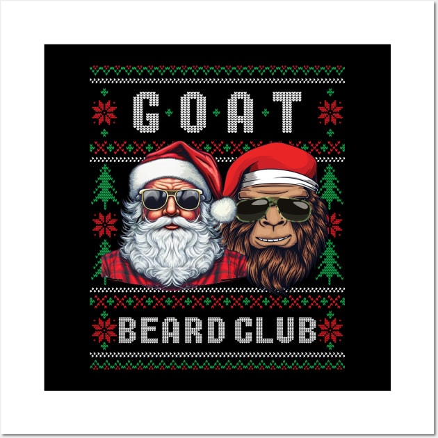 Funny Ugly Christmas Sweater Cool Santa & Sasquatch GOAT Beard Club Wall Art by FlutteringWings 